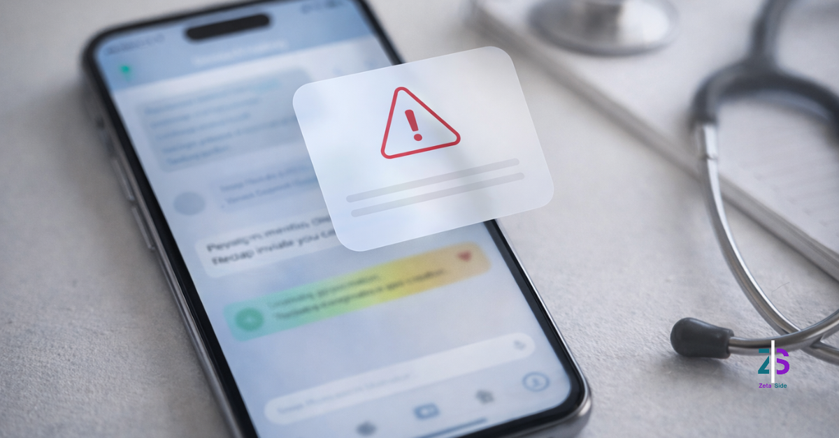 ai doctor - Zoom Out lab Chatbot medico su smartphone con disclaimer e valutazione rischio salute generica